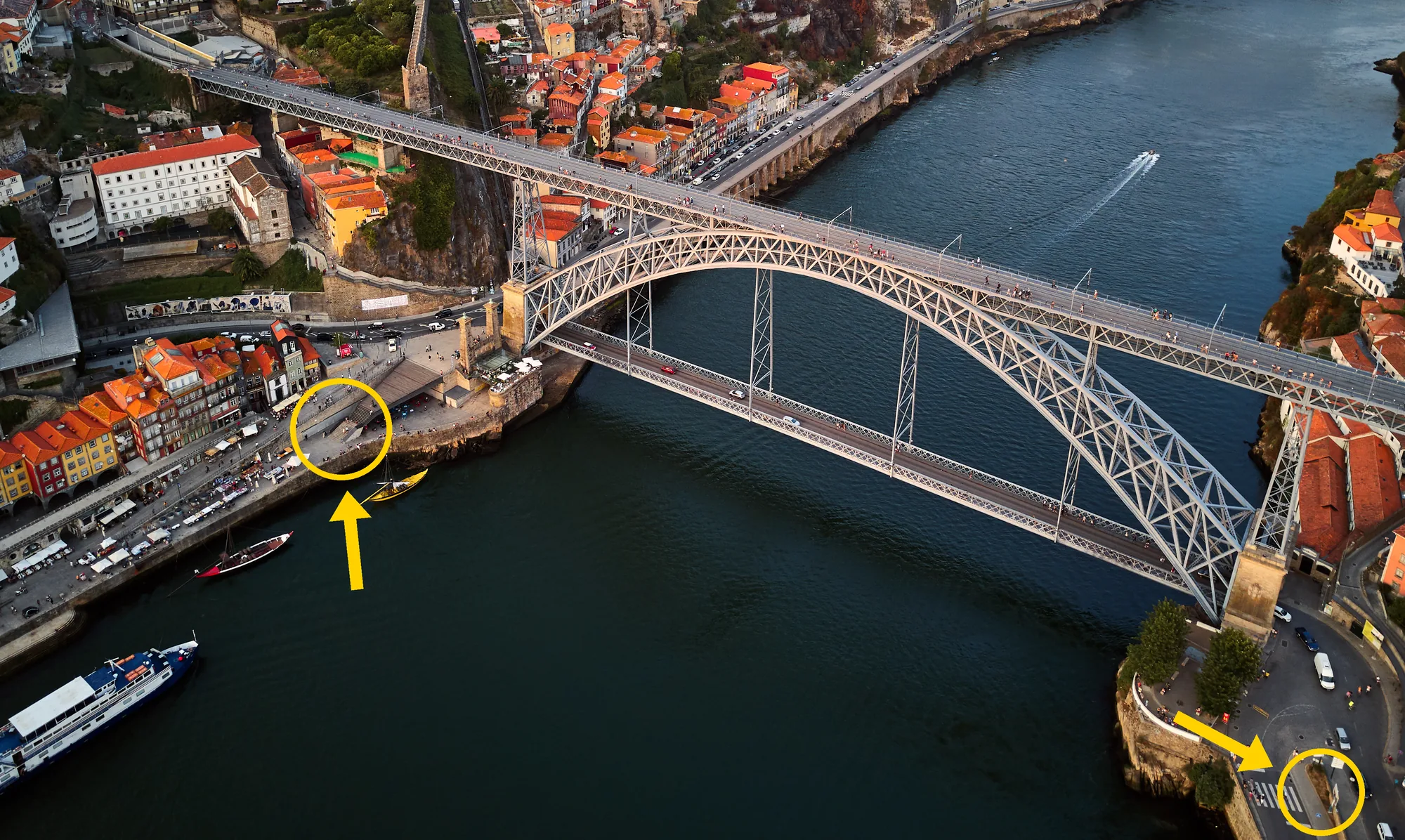 Aerial view of Porto showing our Ribeira and Gaia store locations